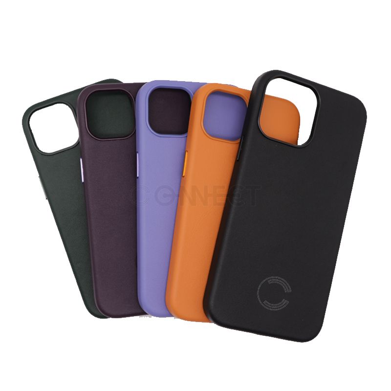 High Quality Genuine Leather Magnetic NFC Powered Smart Phone Case for iPhone 13