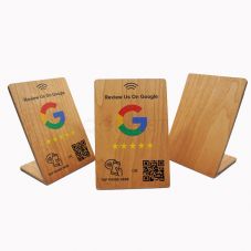 China Factory Custom Print Wood Smart Tap NFC Google Review Stand