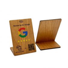 China Factory Custom Print Wood Smart Tap NFC Google Review Stand