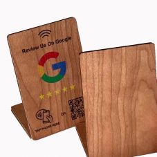 China Factory Custom Print Wood Smart Tap NFC Google Review Stand