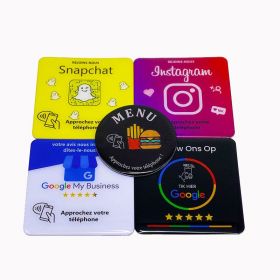 Colorful NFC Social Media Table Sign Plate for Business